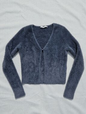 Abercrombie & Fitch Fuzzy Long Sleeve Cardigan Dark Grey Size XS